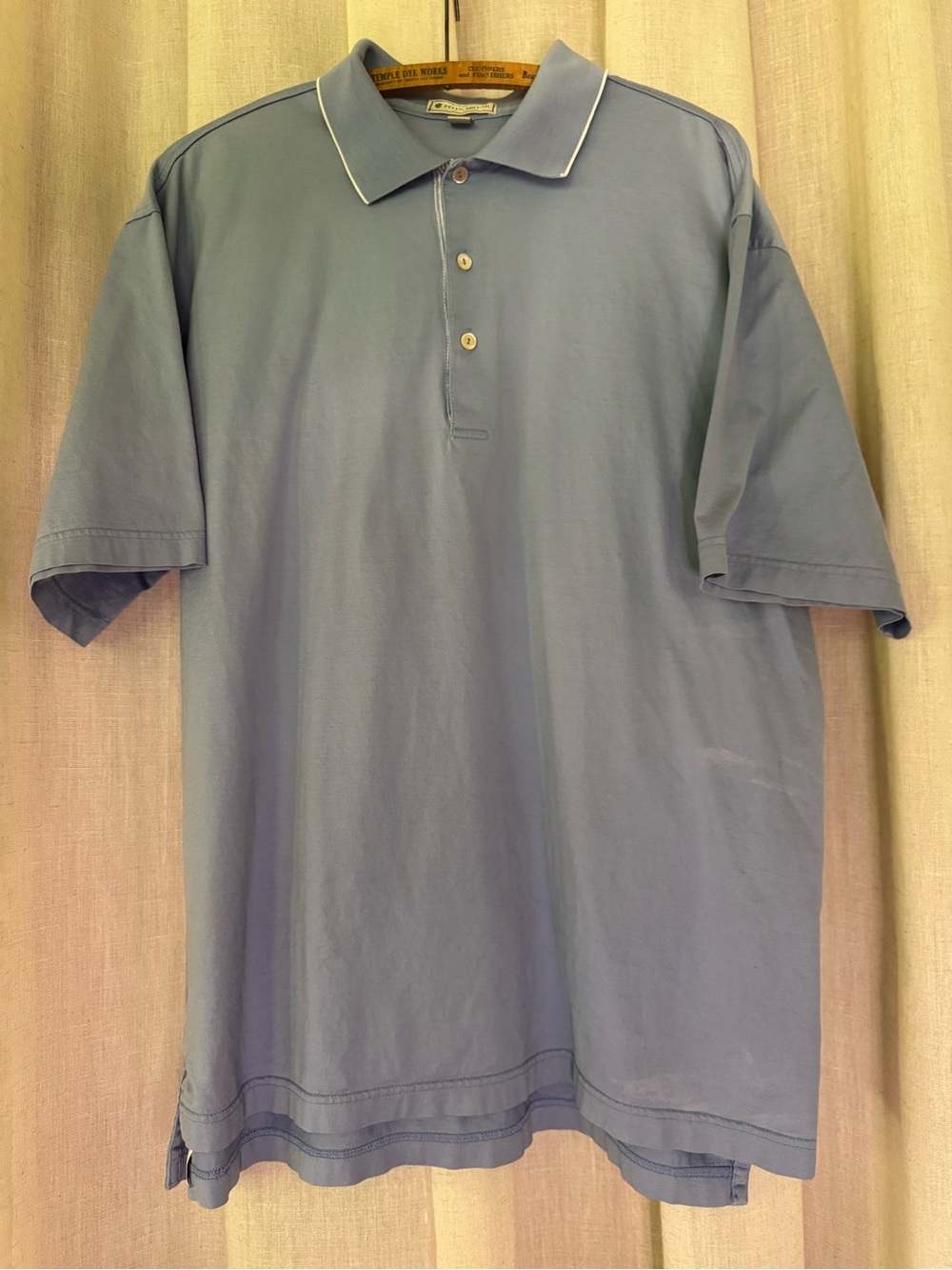 Peter Millar Light Blue Polo Shirt 100% Cotton Size Medium Made in Korea